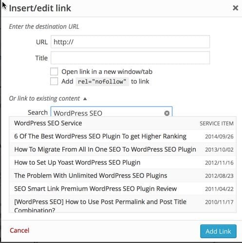 WordPress default search & interlink