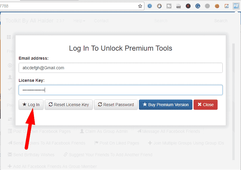 toolkit for facebook chrome extension