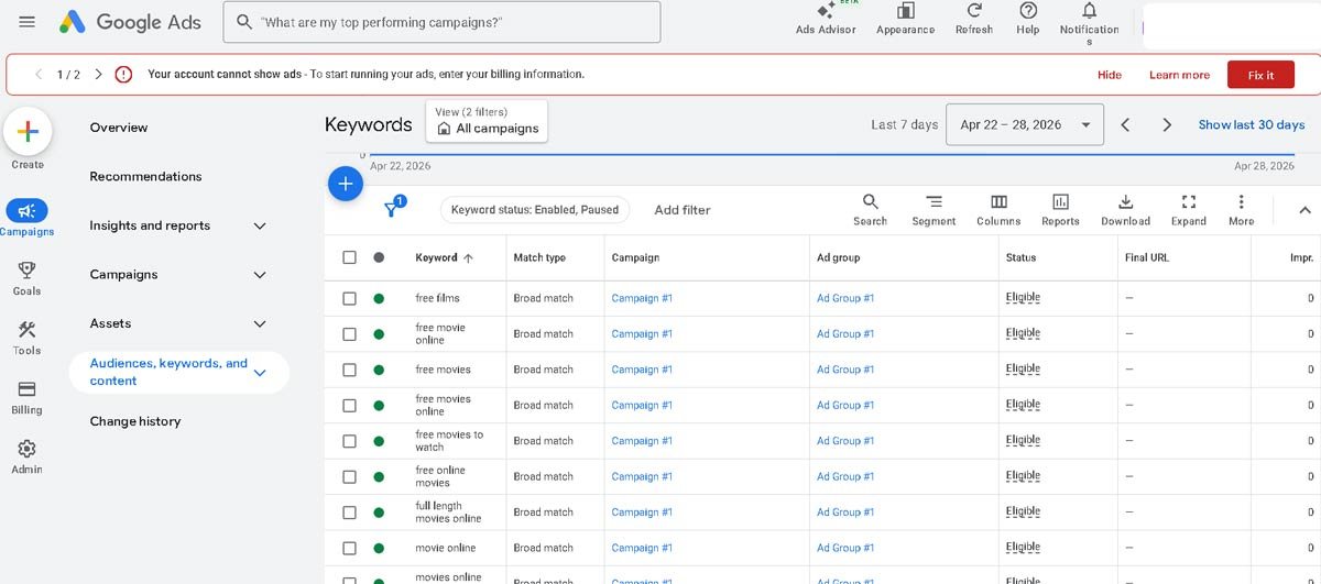 Google Planner keyword competitor Tool