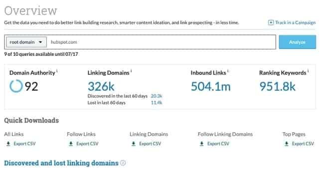 Moz’s Link Explorer