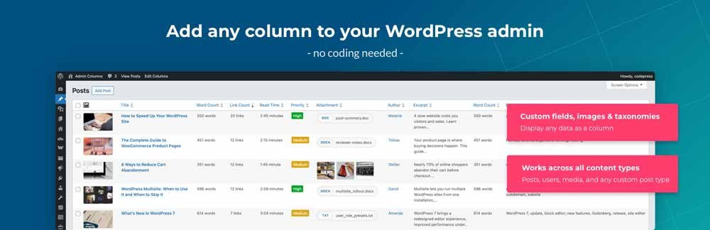 Admin Columns Best for Customizing List Views Admin Columns Best for Customizing List Views