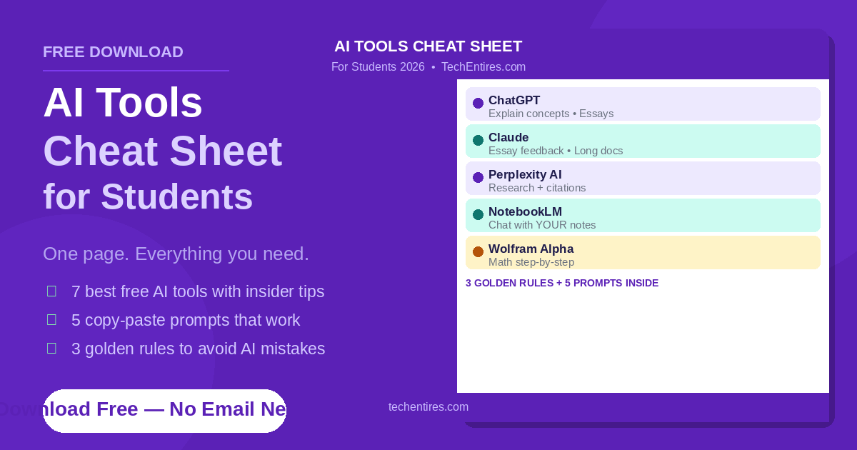 ai tools cheat sheet for students 2026 free download